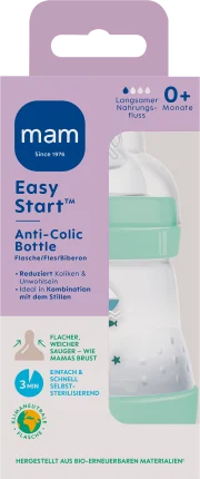Baby bottle Easy Start Anti-Colic, Mint, from birth, 160 ml, 1 hour