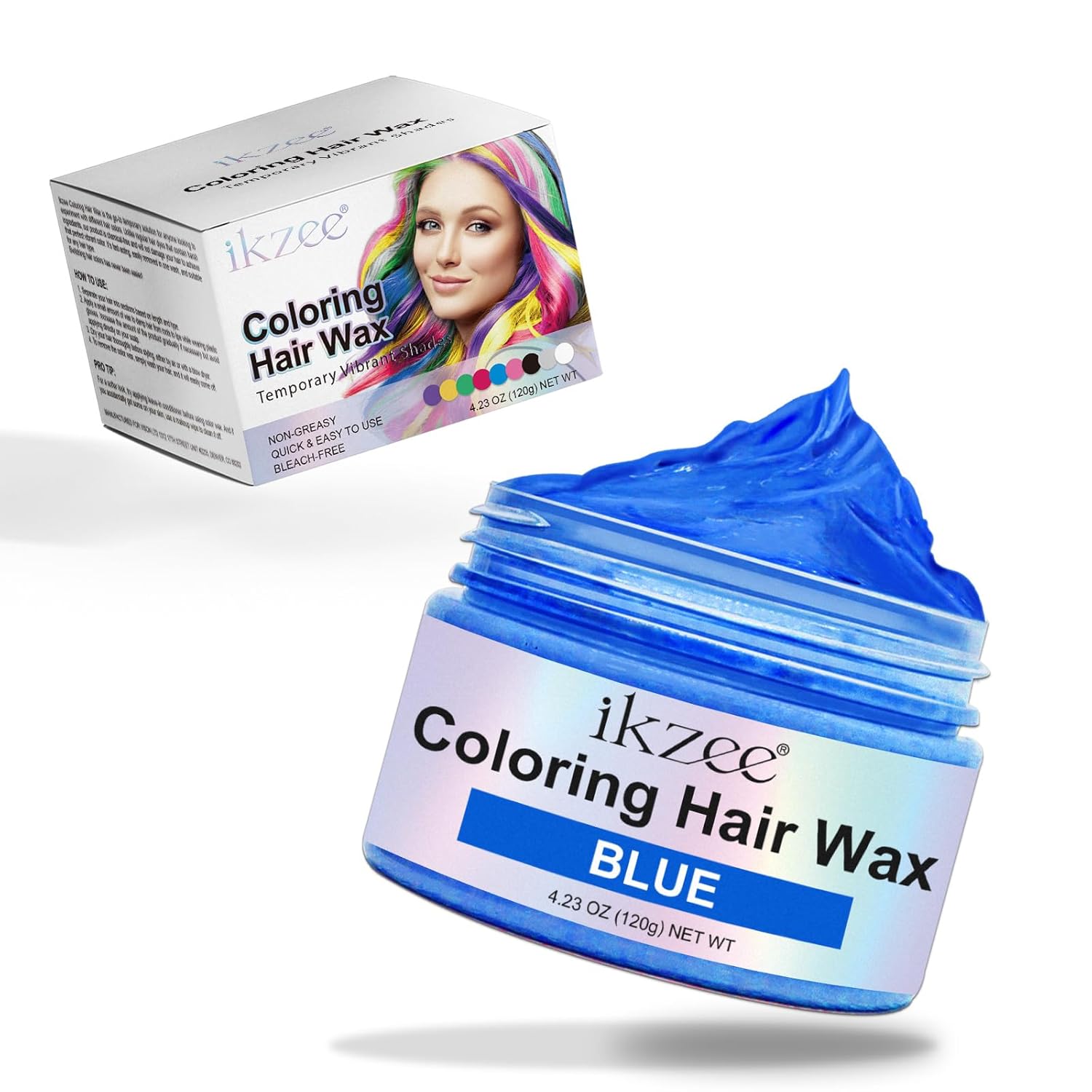 Hair Colour Blue Temporary, Unisex Hair Dye Wax, Natural Colourful Hair Wax, Permanent Care Hair Colour for Party, Cosplay & Halloween