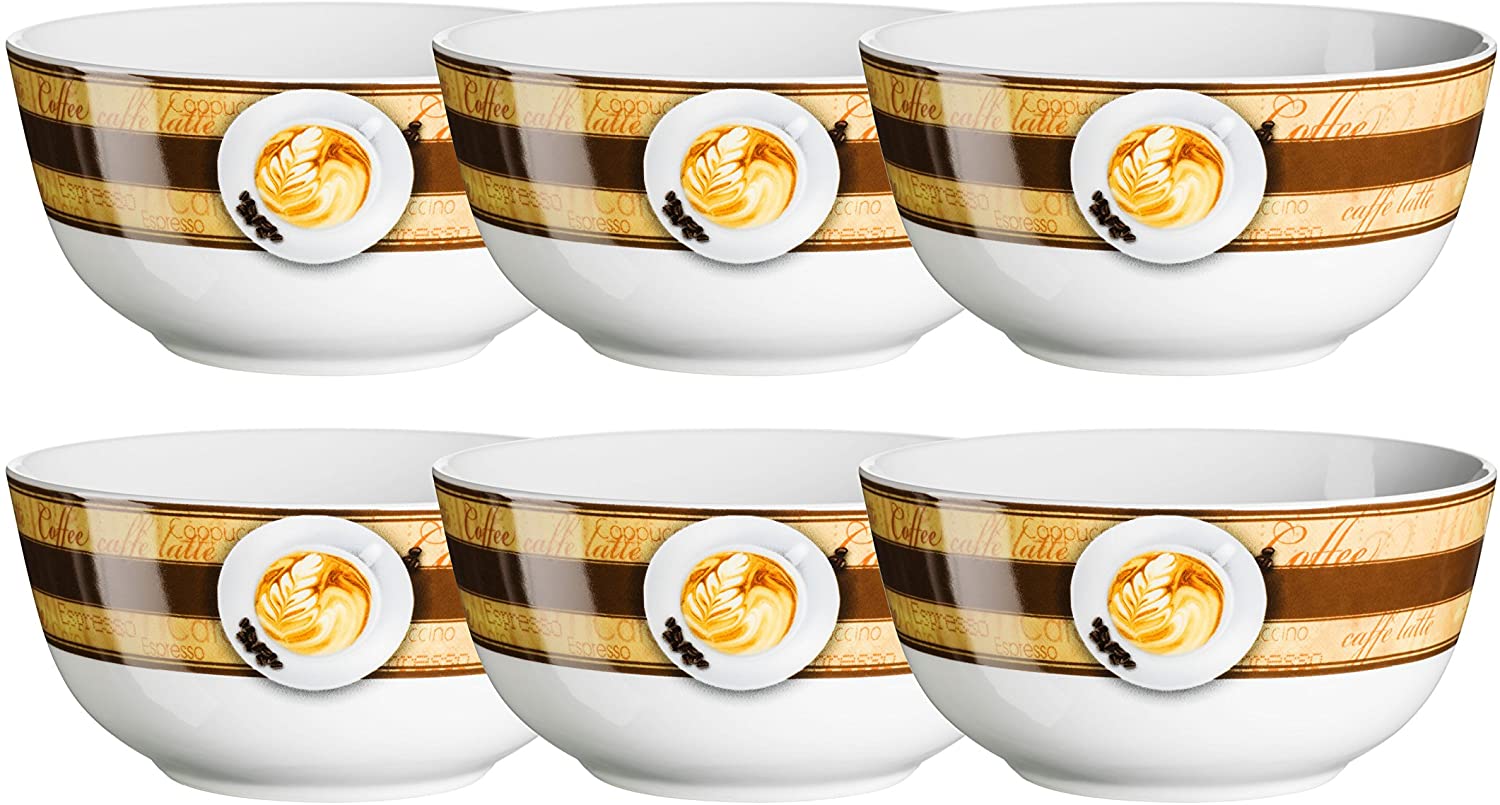 Mäser, Coffee Fantastic Series Cereal Bowl 14.5 cm Porcelain Crockery Set of 6