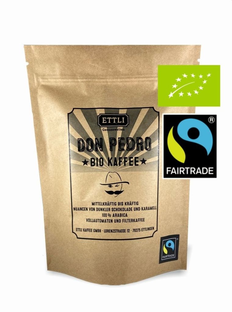 DON PEDRO Fairtrade Coffee 250g Ettli Coffee Beans 100% Arabica