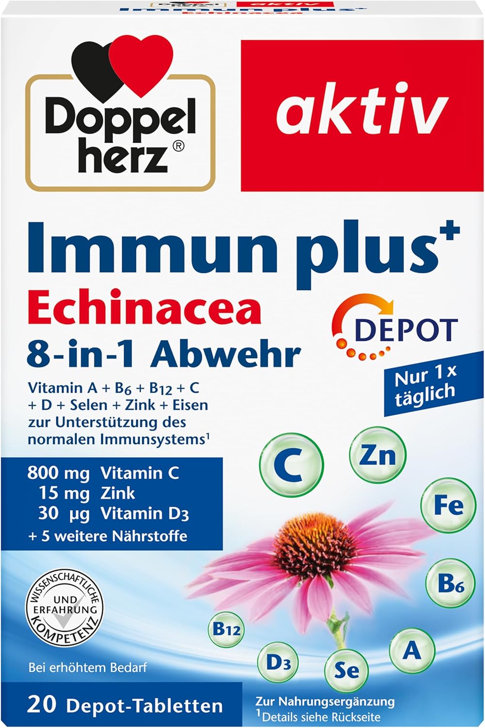 Doppelherz Immune Plus Echinacea 8-in-1 Defence- 20 Depot Tablets