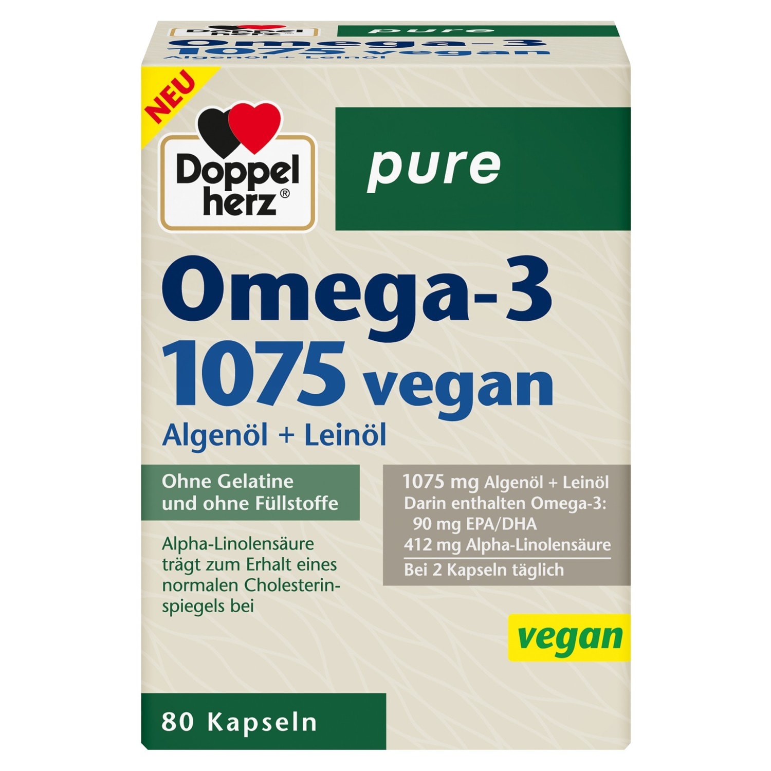 Doppelherz pure Omega-3 1075 vegan 80 Kps.