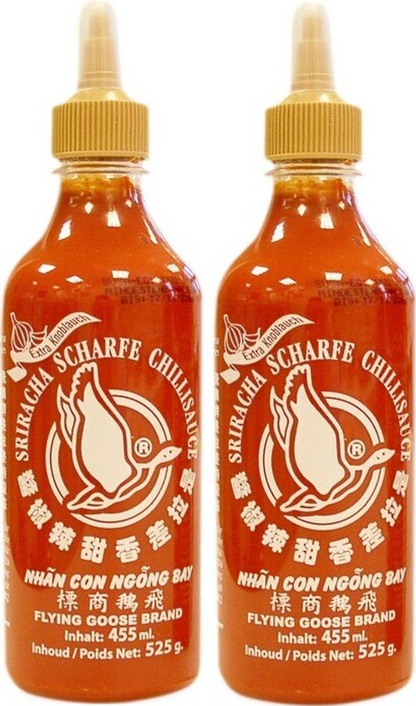 Double Pack FLYING GOOSE Sriracha (2x 455ml) | Chili Sauce with Extra Garlic | Extra Garlic
