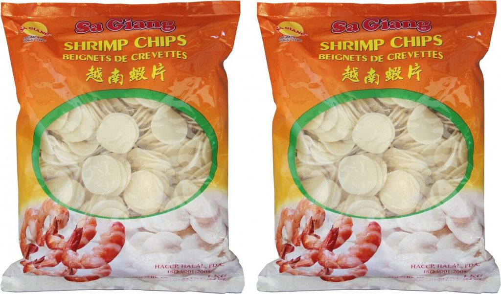 Doppelpack SA GIANG Garnelencracker, nicht gebacken (2x 1kg) | Shrimp Krupuk | Kroepoek # Y2