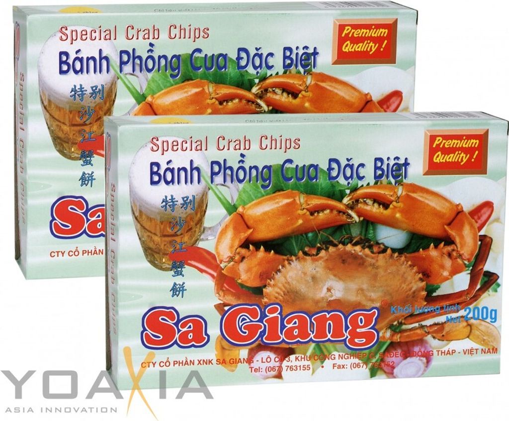 Doppelpack SA GIANG Krabbenchips 13% (2x 200g) | Krabbe (nicht Garnele) | Special Crab Chips