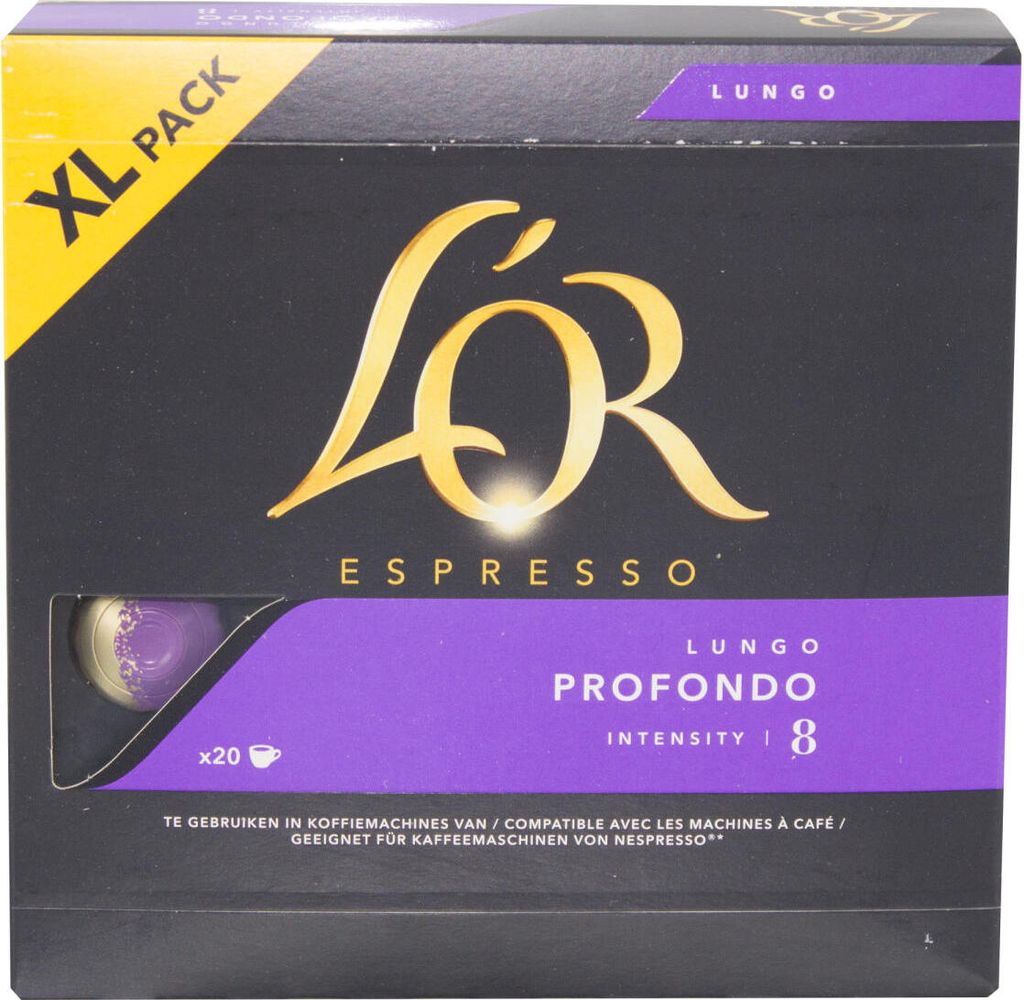 Douwe Egberts L'OR Espresso Profondo XL, coffee capsules, Nespresso compatible, ground roasted coffee, 20 coffee capsules