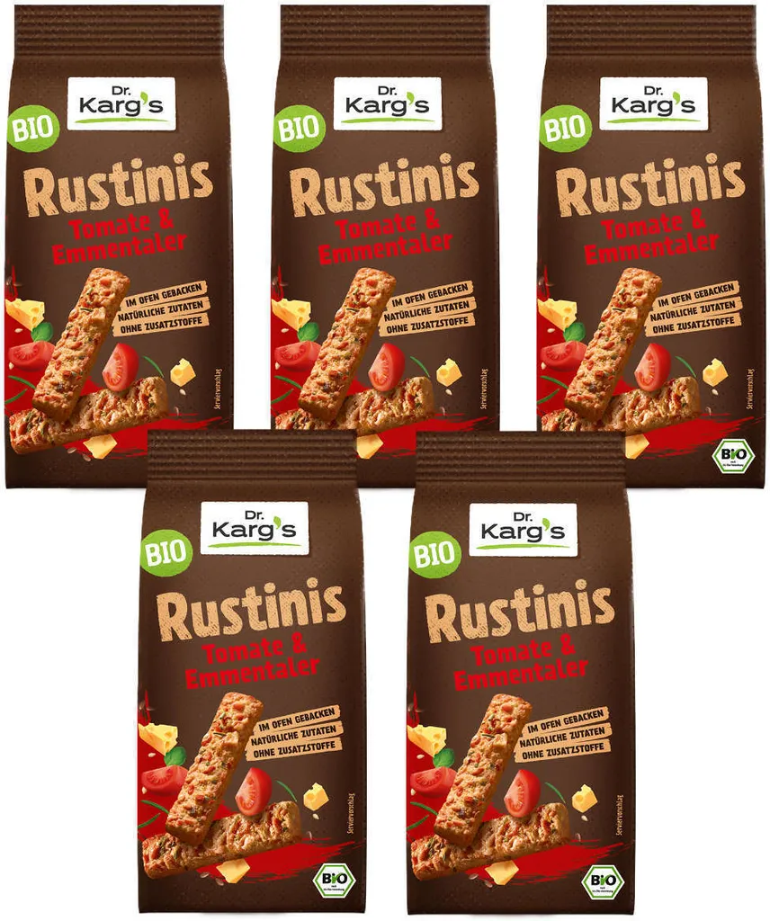 Dr. Kargs Rustini's Tomato and Emmental Cheese, rustic, 125g, 5-pack