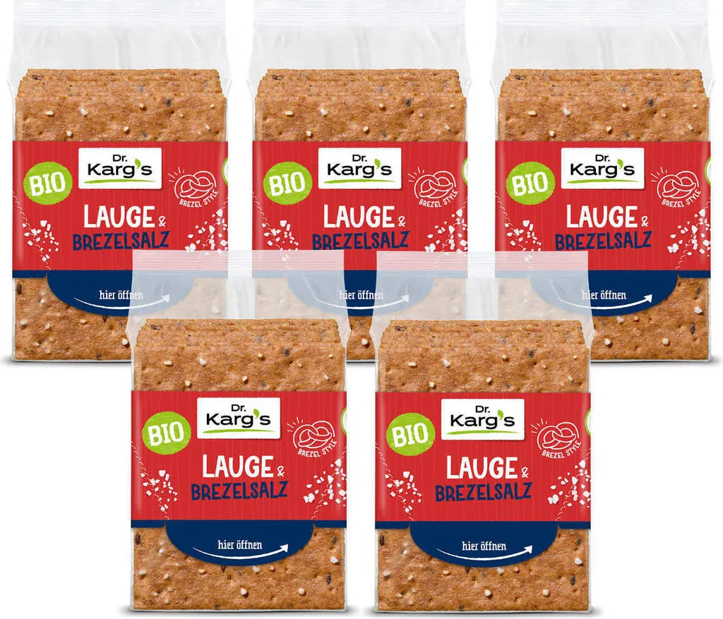 Dr. Kargs Whole Grain Crispbread with Lye and Pretzel Salt 200g 5-pack