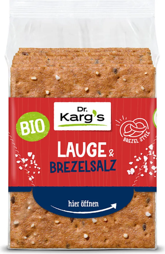 Dr. Kargs Wholegrain Crispbread Slices with Lye and Pretzel Salt 200g
