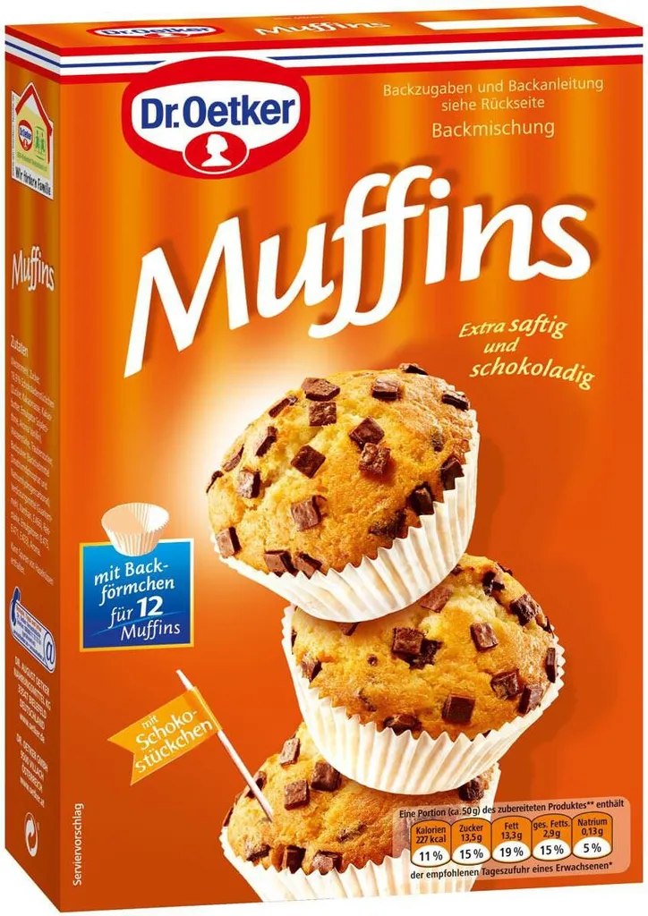 Dr. Oetker Baking Mix for Muffins with Chocolate Chips (360g Pack)