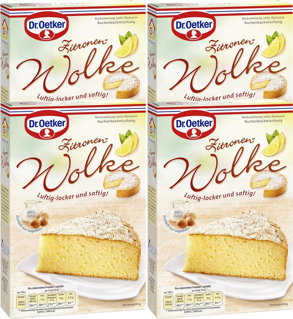 Dr. Oetker Baking Mix Cloud Lemon Cake Airy 430g 4-pack