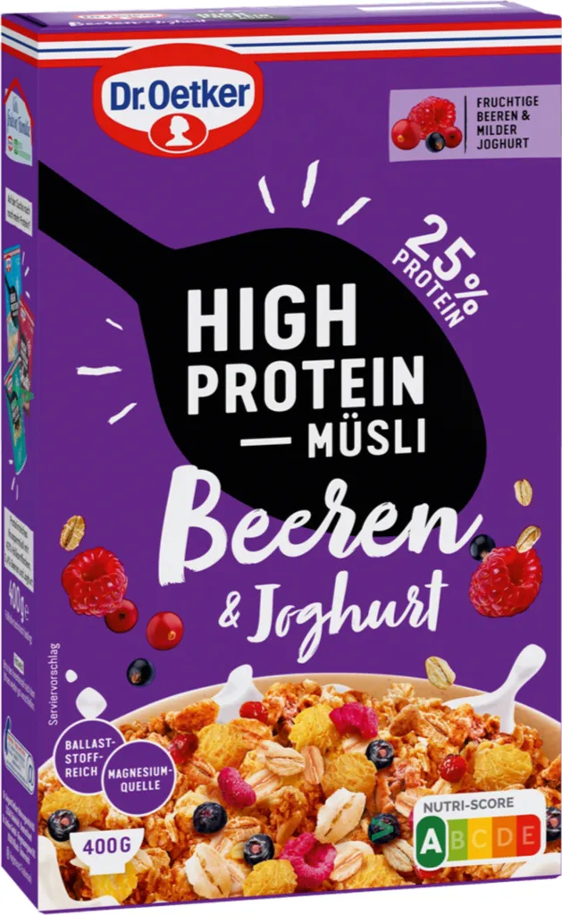 Dr. Oetker High Protein Beeren & Joghurt Müsli mild im Geschmack 400g