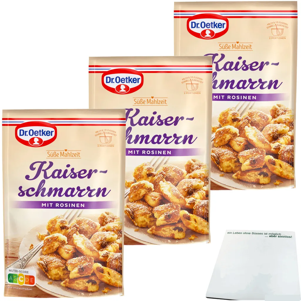 Dr. Oetker Kaiserschmarrn sweet meal with raisins 3-pack (3x165g pack) + usy block