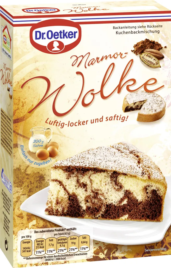 Dr. Oetker Marble Cloud Cake Mix for a Sponge Cake 455g