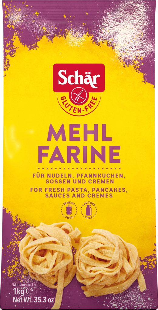 Dr. Schär Farina, 1 kg, soy, 344 kcal, 1459 kJ, 0.5 g, 1 g