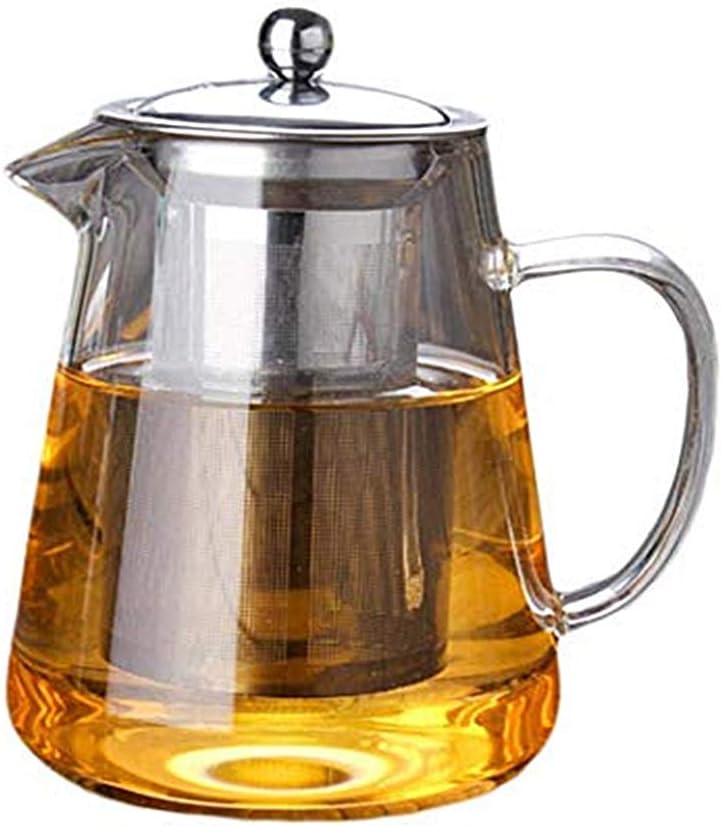 BSTCAR Borosilicate Glass Teapot with Strainer Insert and Lid Stainless Steel Teapot for Blooming and Loose Leaves 450 ml / 750 ml / 950 ml