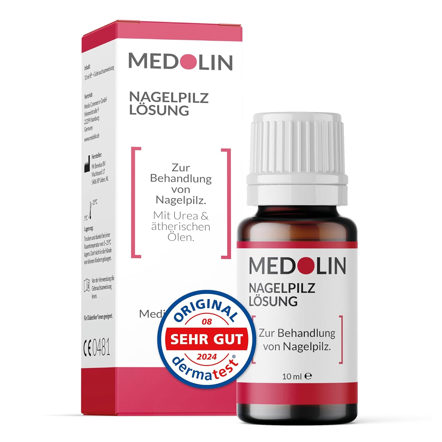 Medolin® Nail Fungus Solution, Effective Nail Polish with Proven Effect, Varnish Treatment for Beautiful & Nourished Nails, Suitable for Foot and Hand, Nail Hardener, 10 ml