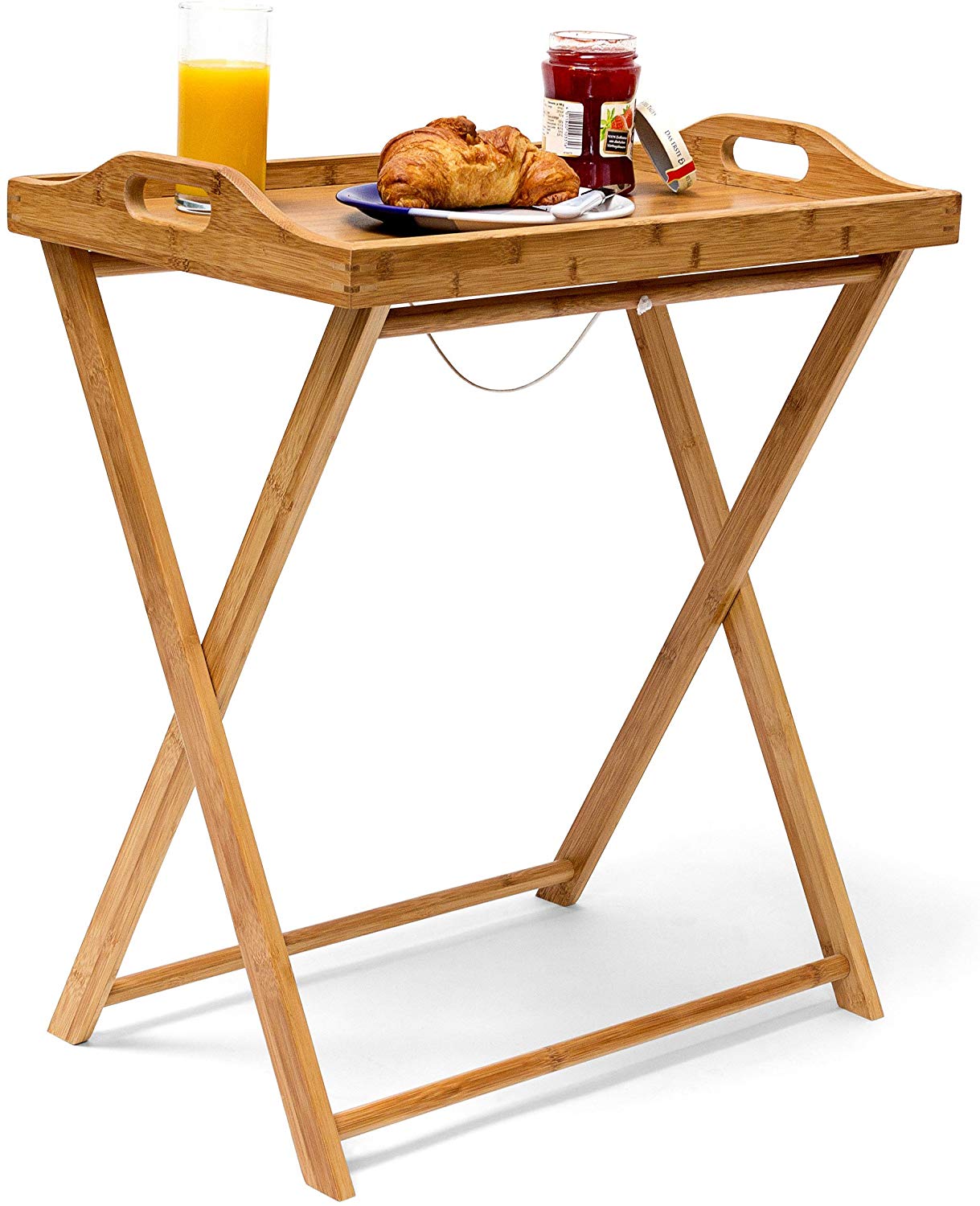 Relaxdays Bamboo Tray Table H X W X D: Approx. 63.5 X 55 X 35 Cm, Side Tabl