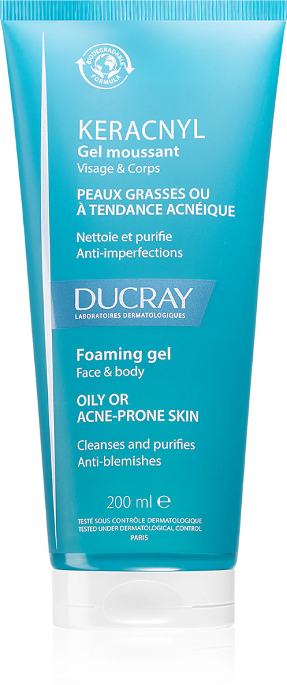 Ducray Keracnyl cleansing foam gel for oily skin prone to acne