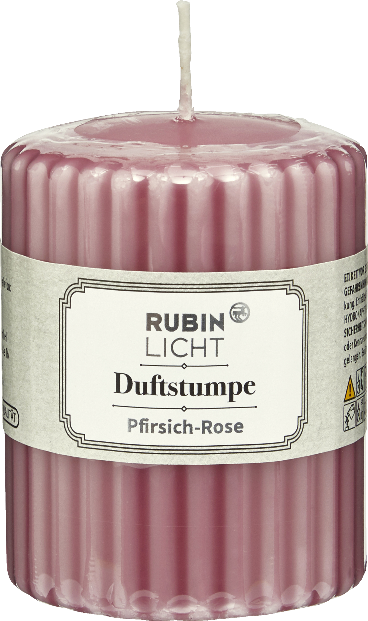 RUBIN LICHT Fragrance pillar grooved peach-rose