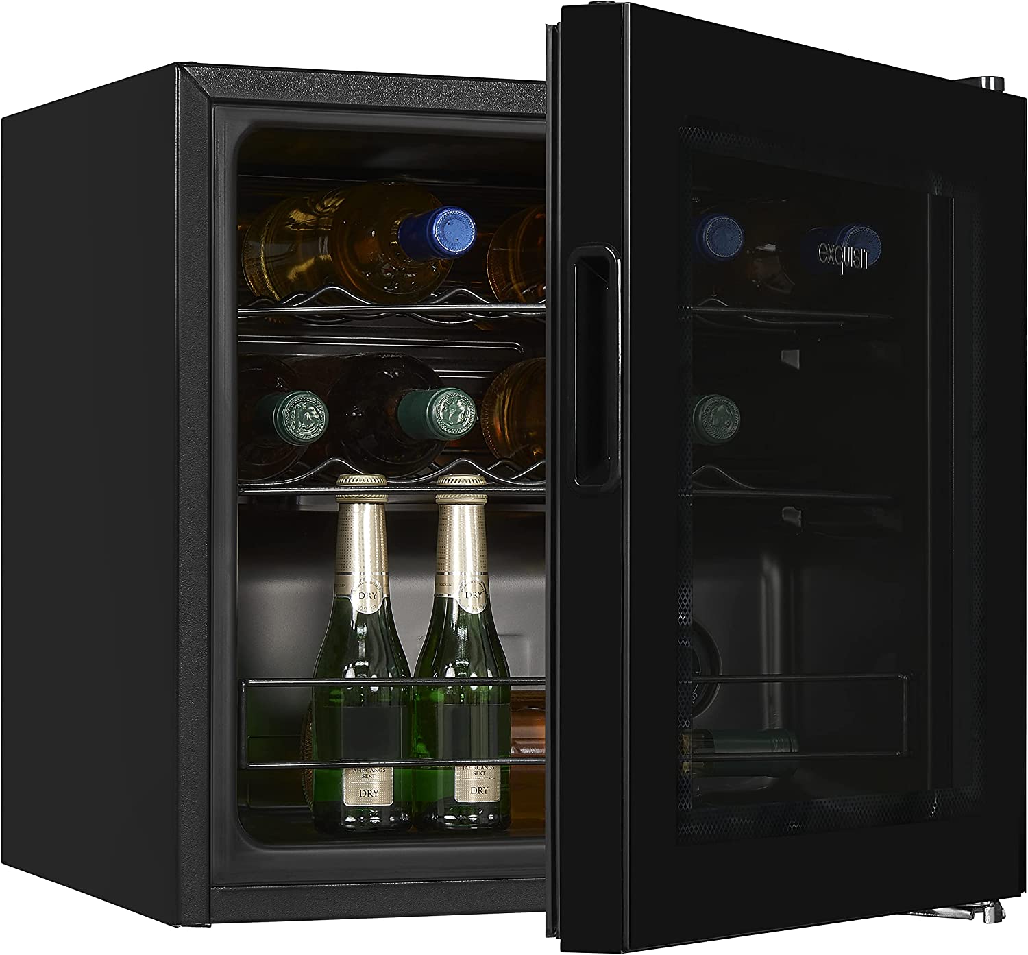 Exquisit WS1-12-GT-030G Wine Cooler Black 43 l Net Capacity Black Cooling Wine Bottle Grid