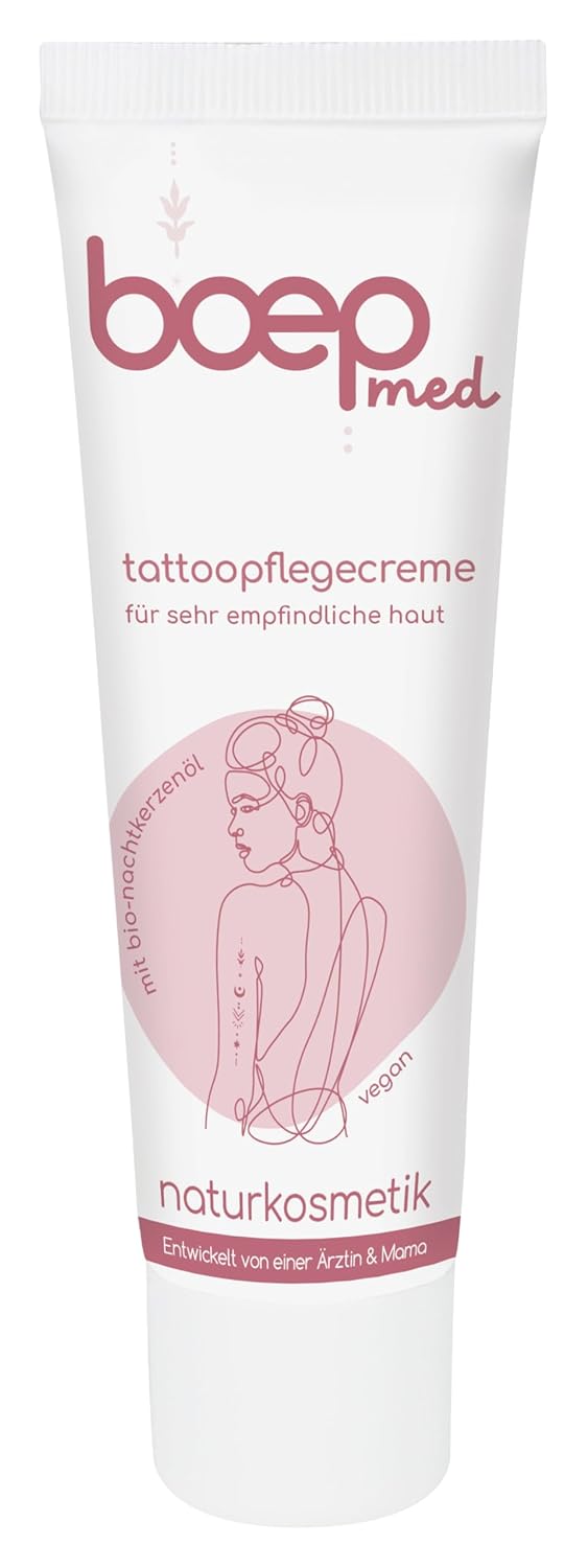 boep med Tattoo Cream for Tattoo Care without Fragrances Developed by a Doctor & Dermatologically Tested Vegan Natural Cosmetics (50 ml)