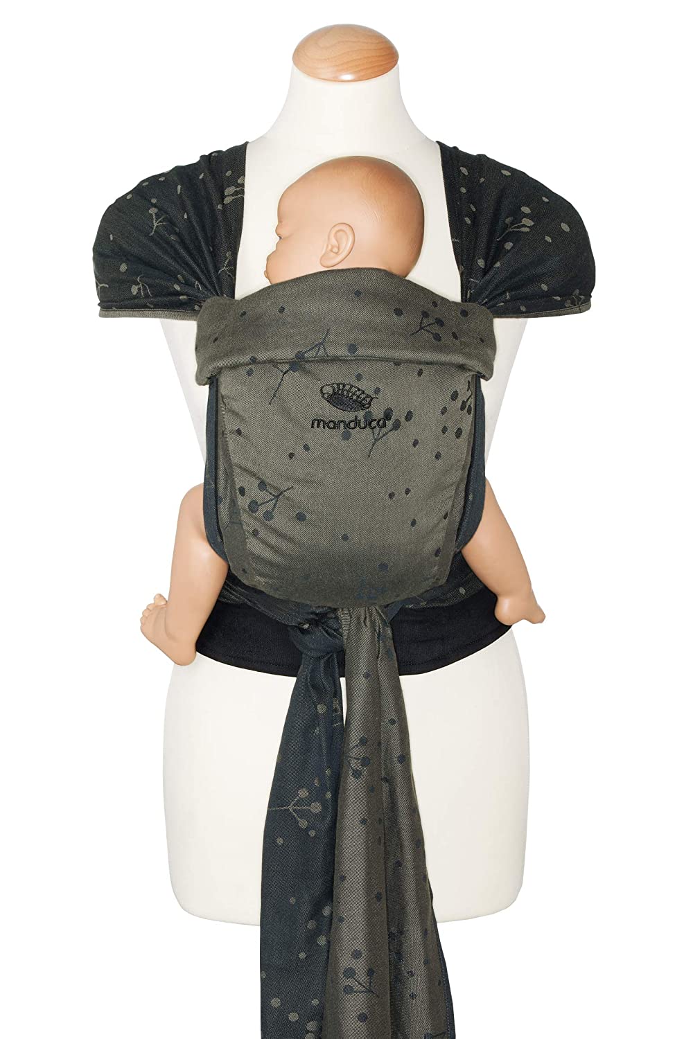 manduca Twist Baby Carrier > Craspedia Olive < Newborn Carrier Made of Sling Fabric (Organic Cotton/Jaquard Woven), Soft Waist Belt with Buckle, Fan and Tie Straps, Olive