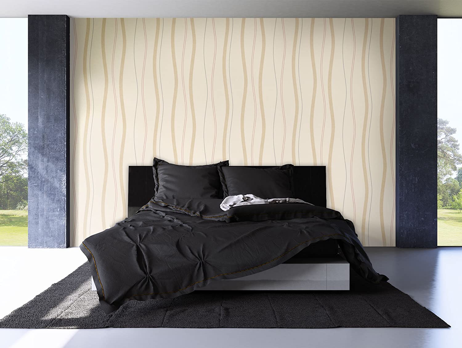 Newroom Flower Wallpaper Beige Non-Woven Wallpaper Brown Modern Design Look Includes Wallpaper Guide