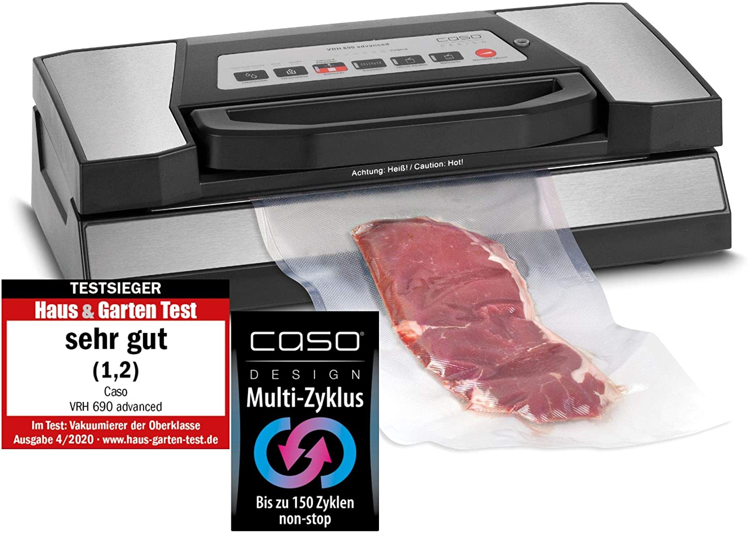 CASO Advanced Vacuum Sealer - Film Sealing Device - Extend the Shelf Life of Your Food - Ideal For Portioning and Storing Food