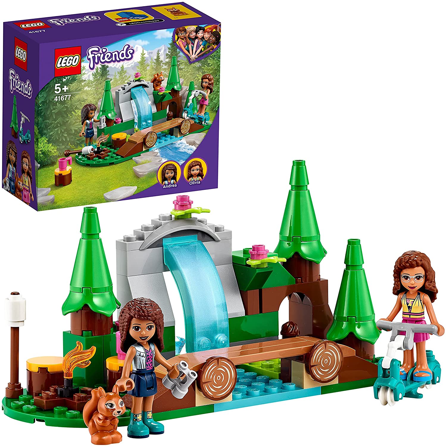 LEGO 41677 Lego Friends Waterfall in the Forest, Camping Toy from 5 Years w