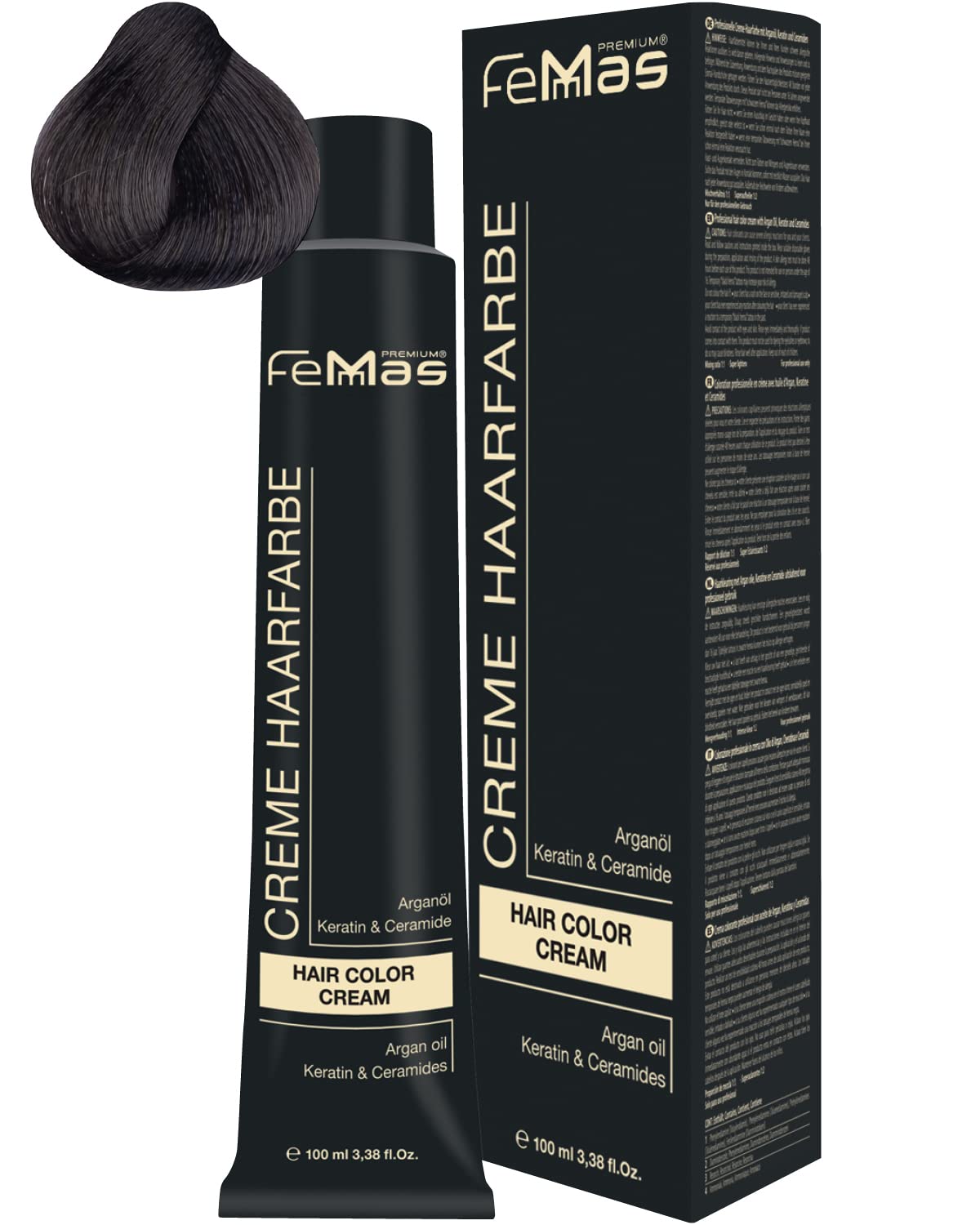 Femmas Hair Colour Cream, 100 ml Hair Colour with Argan Oil, Keratin & Ceramide (Cool Light Brown 5.01), 5.01 ‎cool