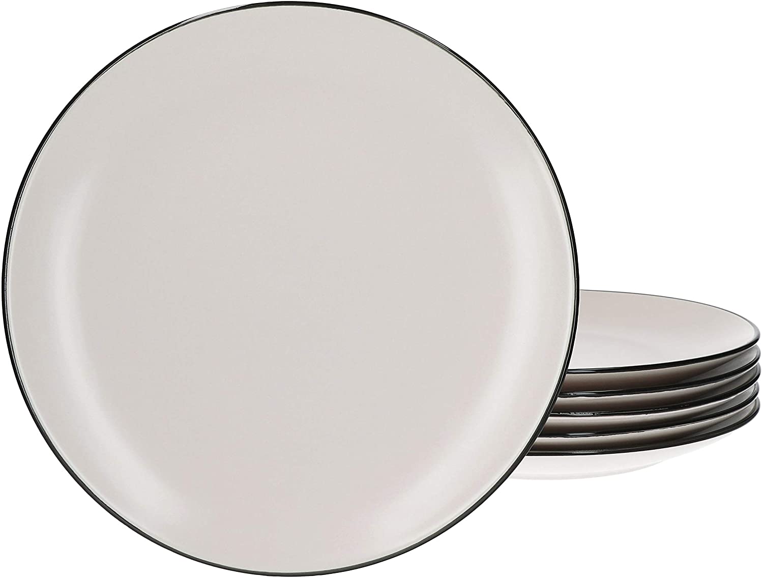 Van Well Set of 6 Campo Cream Dinner Plates Diameter 27 cm for 6 People Large Dinner Plates Gastro Elegant Ceramic Crockery