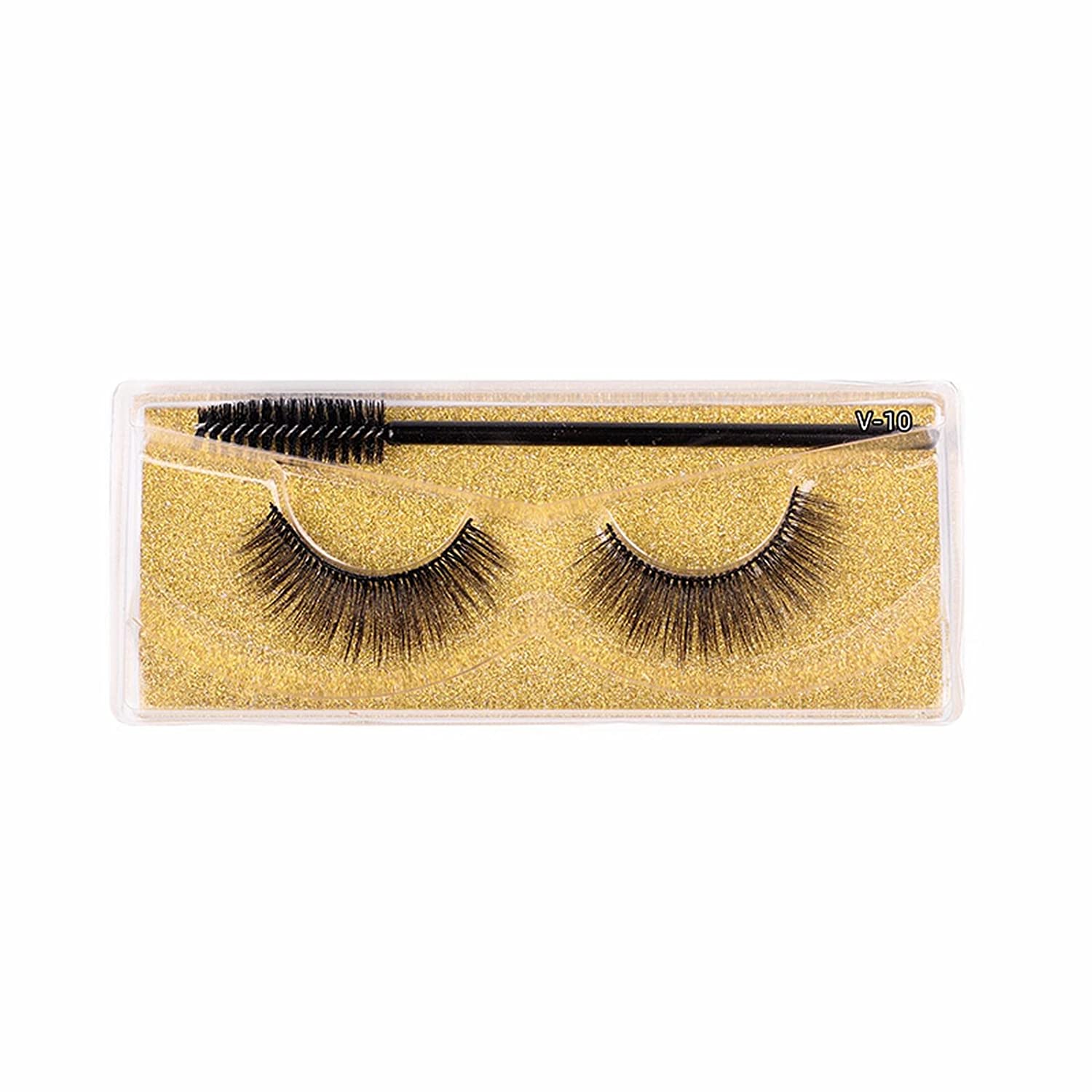 Generic 3D Thick False Eyelashes 1 Pair of Cotton Threads of V-Eyeliner Black, 