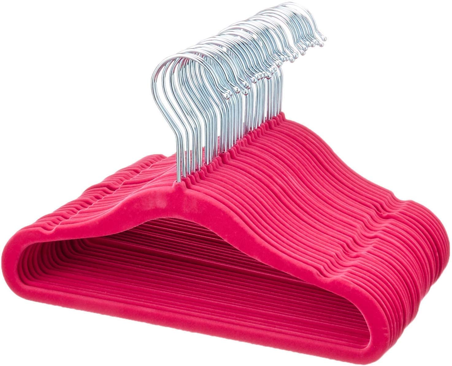 AmazonBasics Velvet Cover Childrens Hanger, Pack of 30, Pink