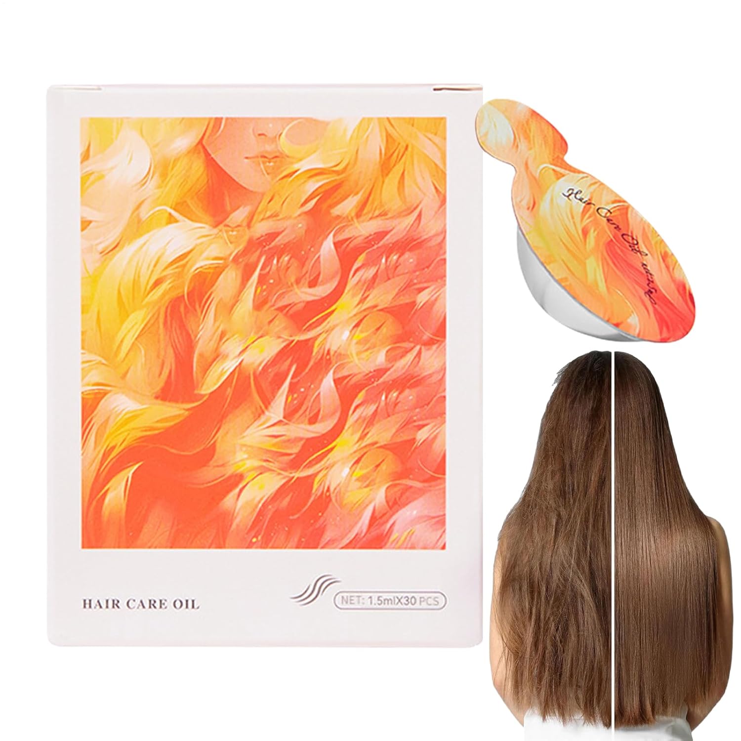 Hair Oil, Scented Hair Repairing Oil, Natural Frizz-Reducing, Portable Nourishing for Women and Girls, 5.1 x 3 cm/2.01 x 1.18 inches, Daily Hair Care