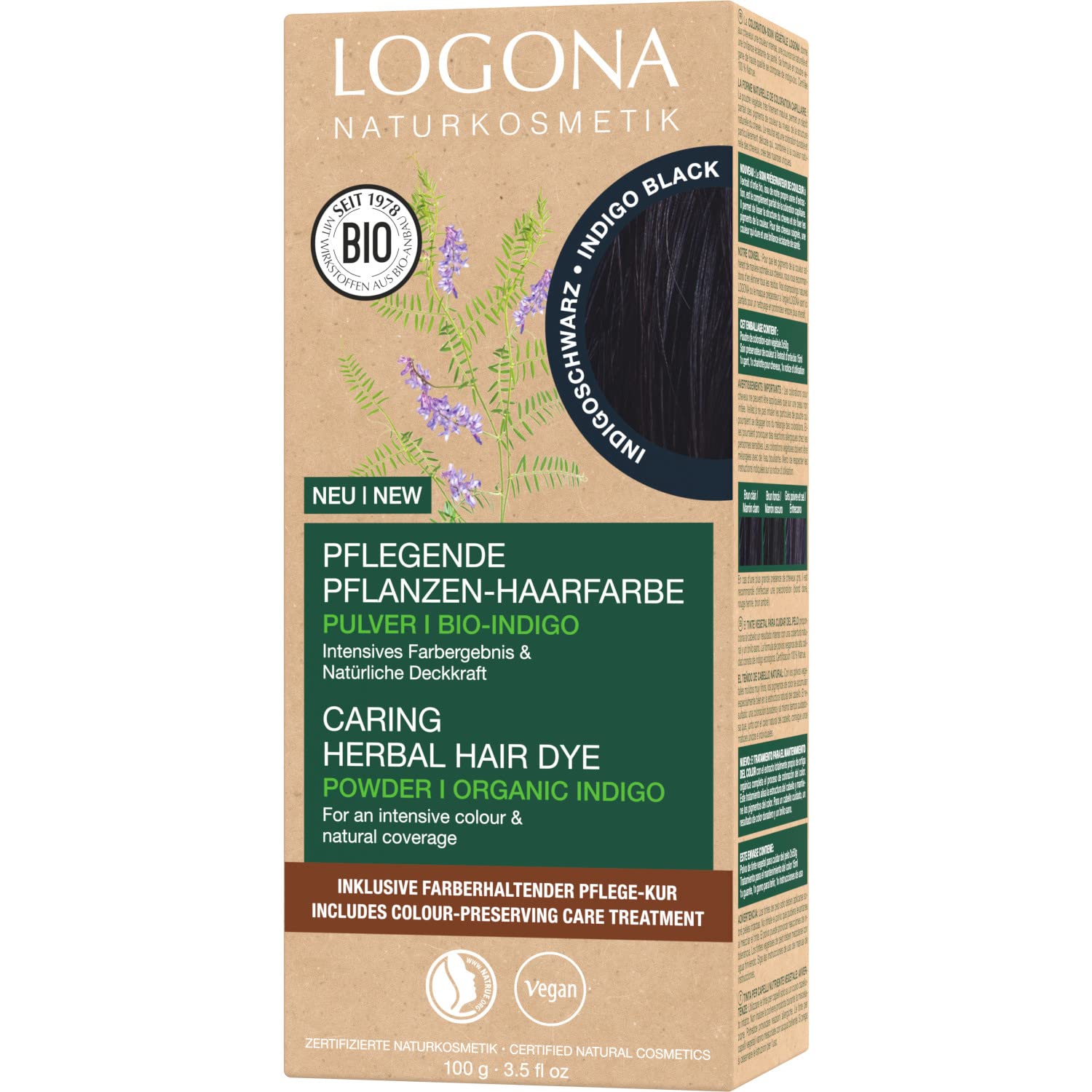 LOGONA Naturkosmetik Nourishing Plant Hair Colour Powder Indigo Black, ‎indigo black.