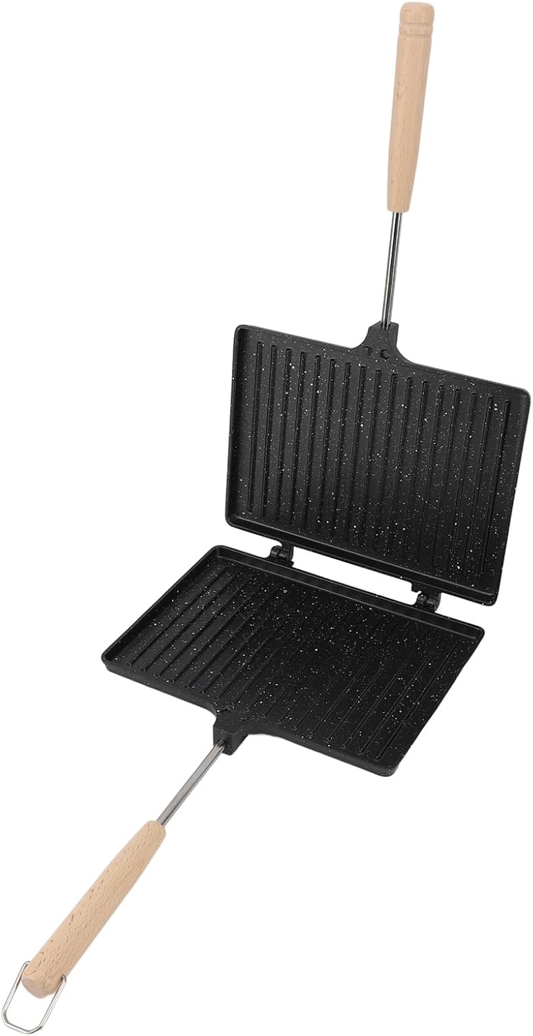 Sandwich Maker, Double Sided Grilled Panini Maker Pan with Non-Stick Plates, Quick Breakfast Toaster, Easy Family Use, Aluminum Alloy