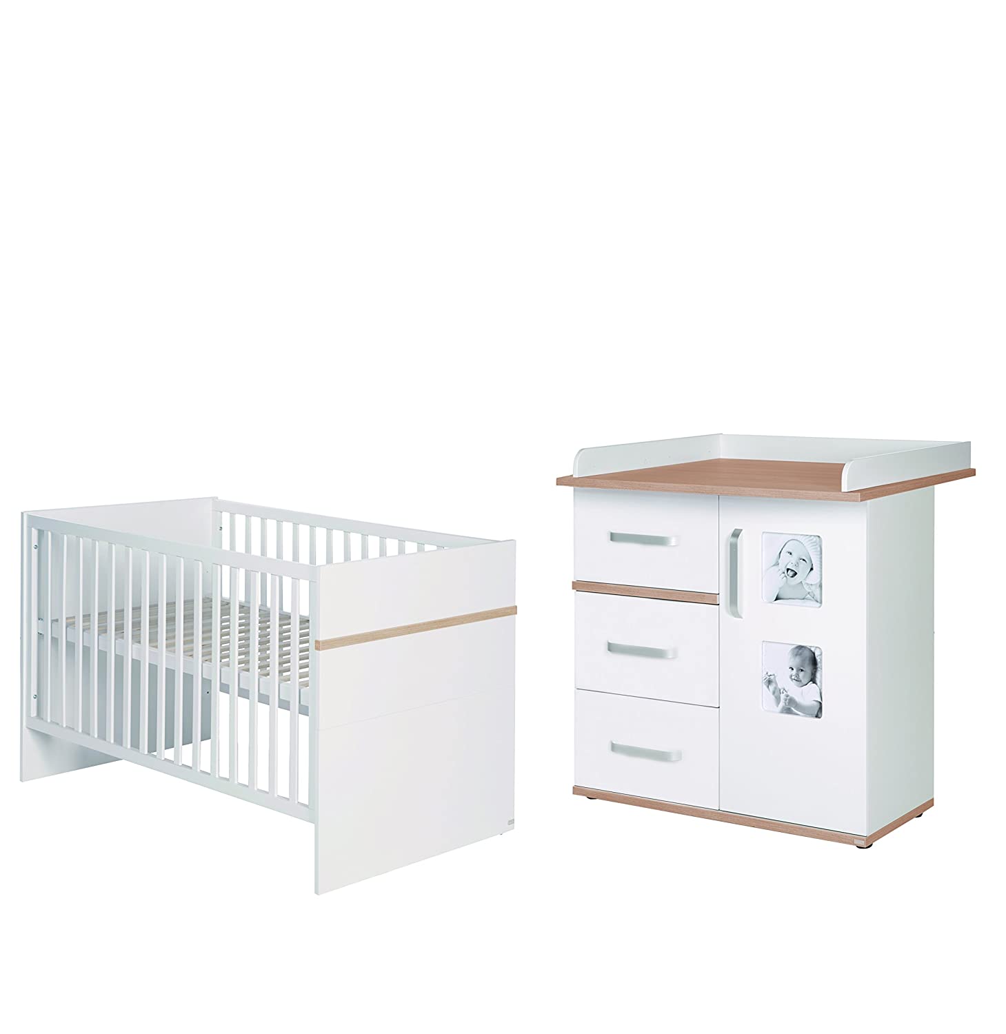 roba Pia 60991-60971 Bed Changing Unit Combination Set Consisting of Combi Cot and Narrow Changing Table