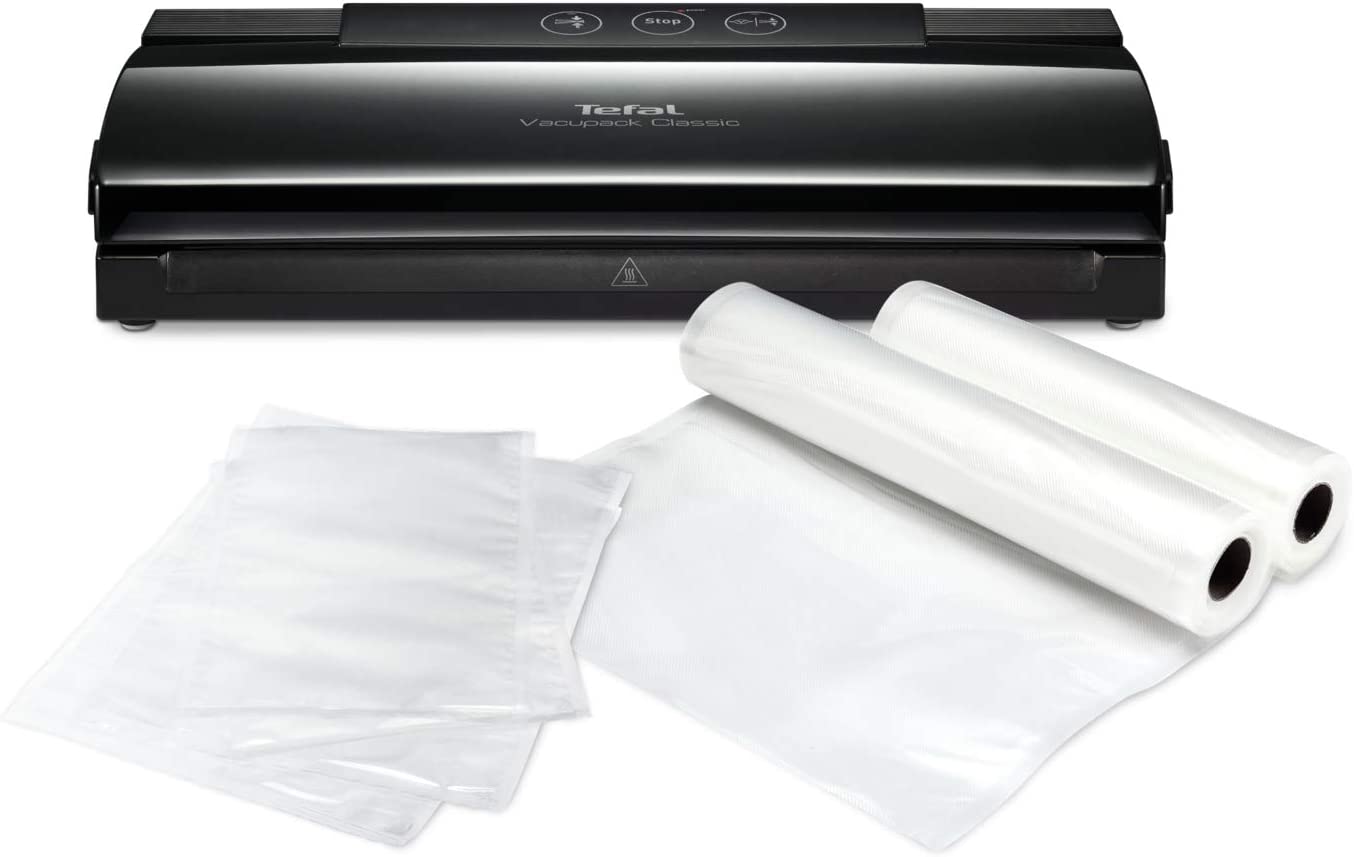 Tefal YY3106FB Vacu Classic Seal Vacuum with 2 Click Buttons 18 sacs/lot de 2 Tubes