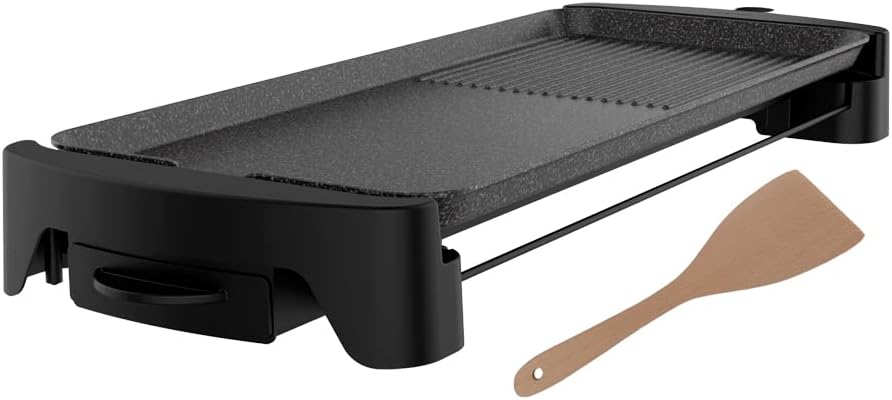 Cecotec Plancha de Asar Eléctrica Tasty & Grill 3000 RockWater L. 2200 W, Gran superficie 65 x 30 cm, Revestimiento Piedra RockStone, Antiadherent, Temperature Regulable