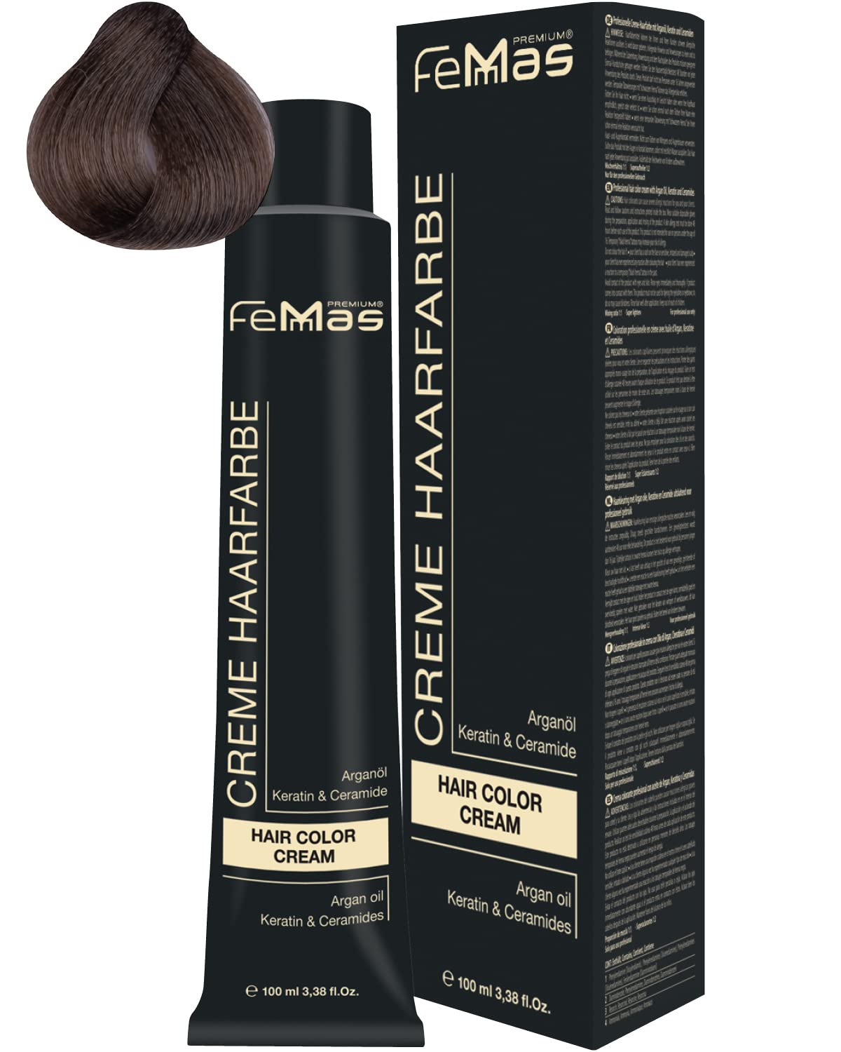 Femmas Hair Colour Cream, 100 ml Hair Colour with Argan Oil, Keratin & Ceramide (Light Brown Sand 5.7), ‎light 5.7