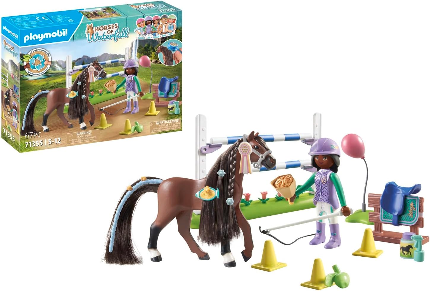 PLAYMOBIL Horses of Waterfall 71355 Zoe & Blaze with Tournament Course, Intensive Training for the Championship, with Numerous Accessories and Rewards, Sustainable Toy for Children from 5 Years