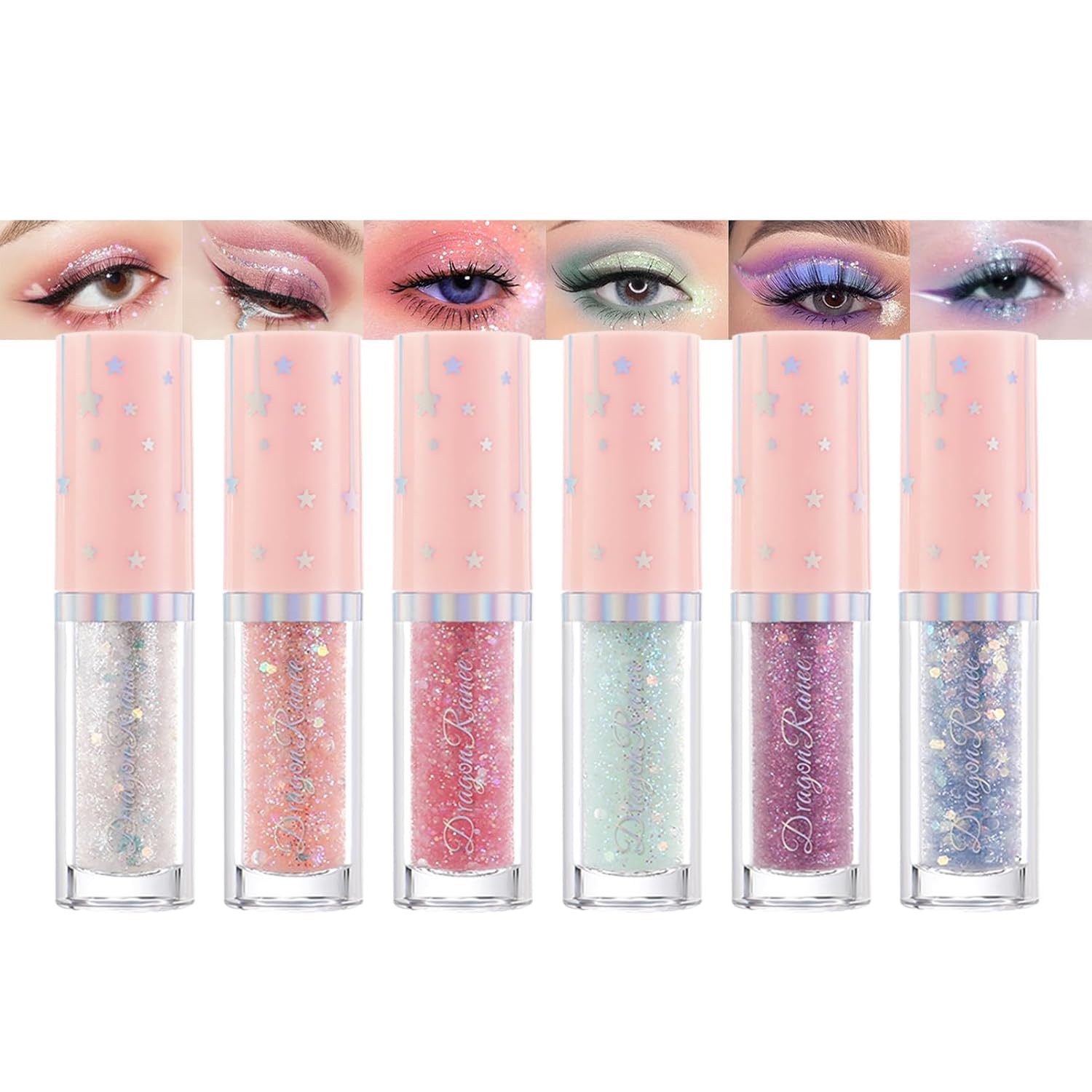 Glitter Liquid Eyeshadow Set, 6 Colors, Eyeshadow with Sequins, Sparkles, Quick Drying & Smooth Shimmer Glitter Eyeshadow, Waterproof & Durable Eye Makeup Set for Women