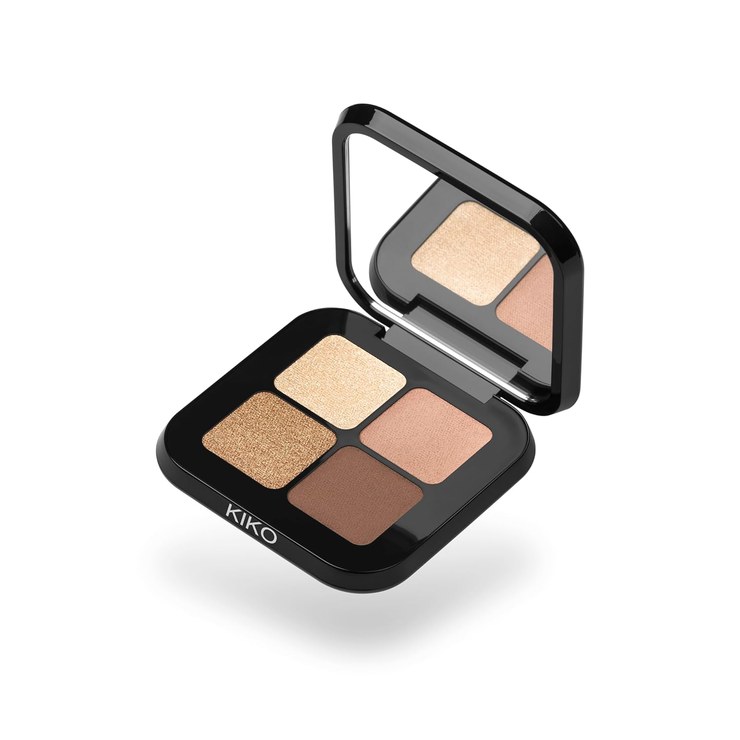 KIKO Milano Bright Quartet Eyeshadow Palette 01 | Palette with 4 baked eyeshadows for dry and wet use