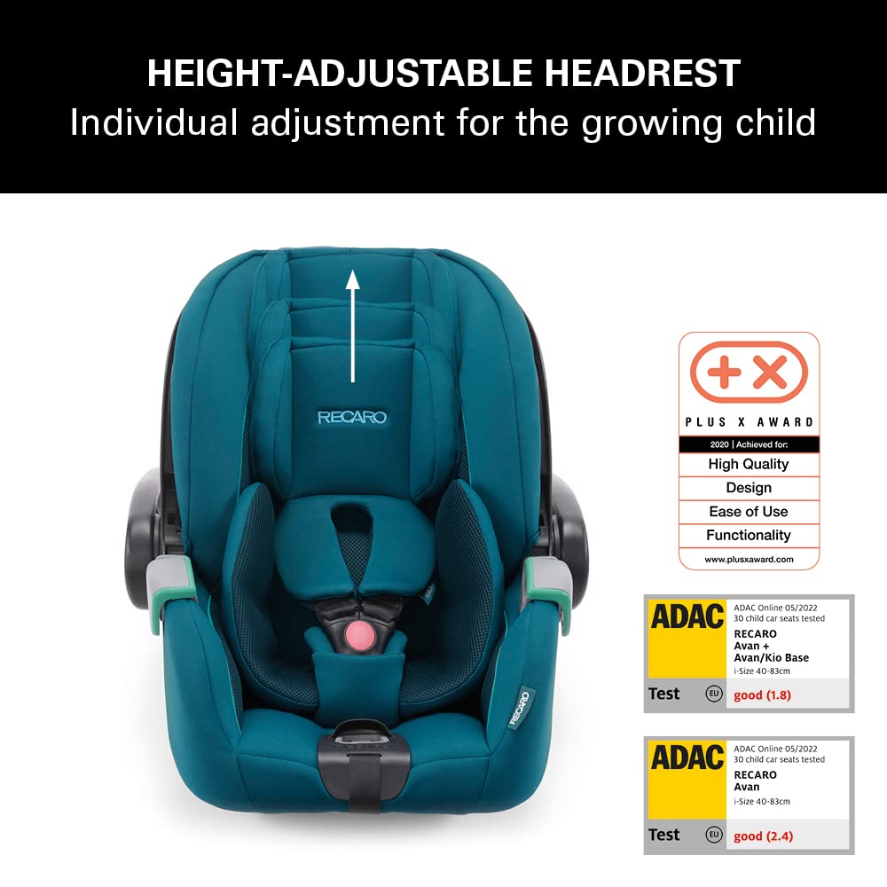 RECARO Kids, Avan, i-Size 40-83 cm, Baby Seat 0-13 kg, Compatible with Avan/Kio Base (i-Size), Use with Pram, Easy Installation, High Safety, Prime Mat Black