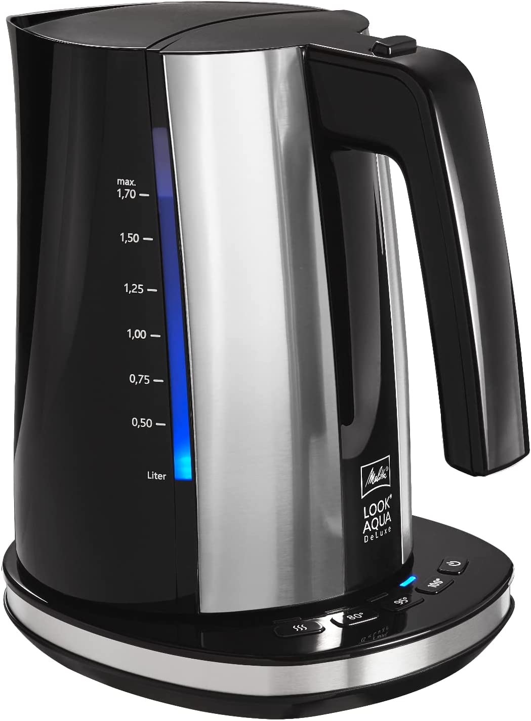 Kettle - MELITTA - Look Aqua Deluxe with temperature setting (80 ° C, 95 ° C, 100 ° C) for tea & baby food as well as keep warm function, plastic, 1.7 L