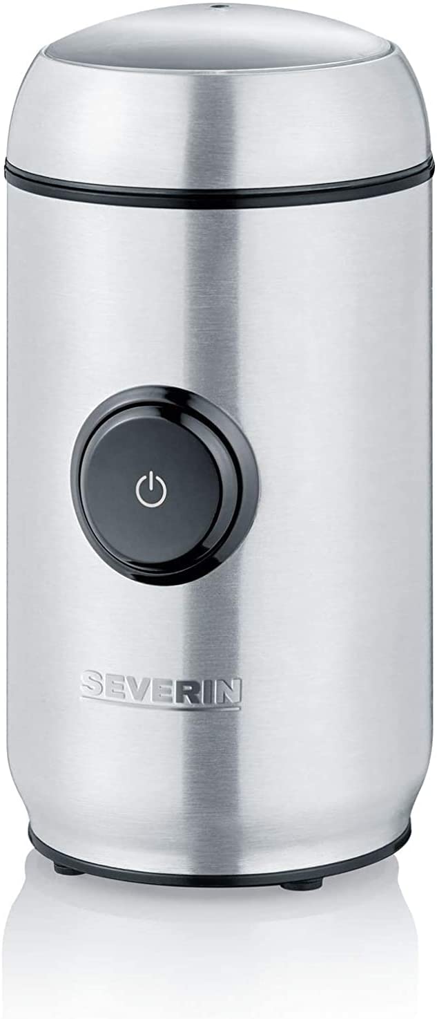SEVERIN KM 3879 Coffee and Spice Mill Stainless Steel Blade 150 W Maximum Capacity 50 g Integrated Cable Wrap Silver