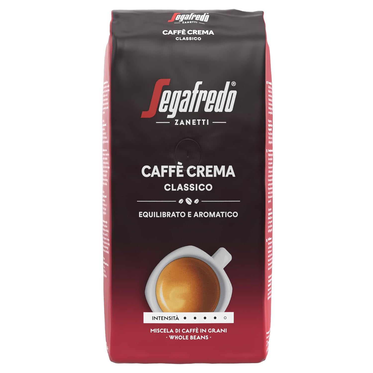 Segafredo Zanetti Caffè Crema Classico - Whole Bean (1 kg Pack) - Suitable for Caffè Crema - Coffee Beans with Dark to Medium Roasting, Balanced and Aromatic Flavor