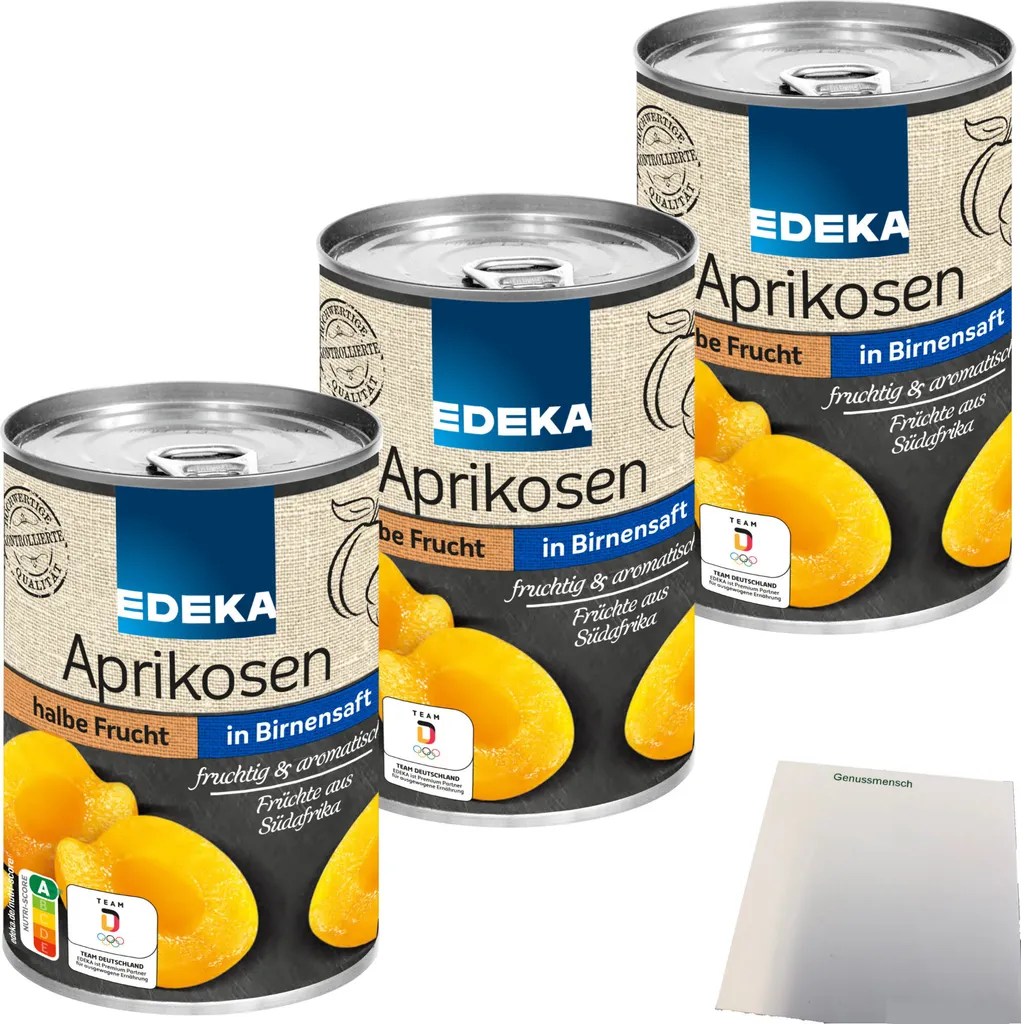 Edeka Apricots Half Fruit in Grape Sweetness 3-pack (3x425ml can) + usy Block