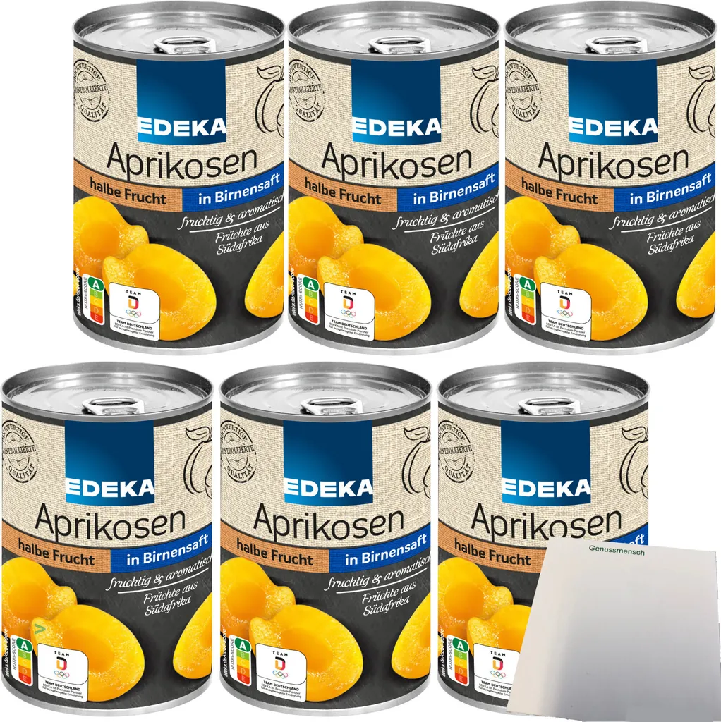 Edeka Apricots Half Fruit in Grape Sweetness 6-pack (6x425ml can) + usy Block